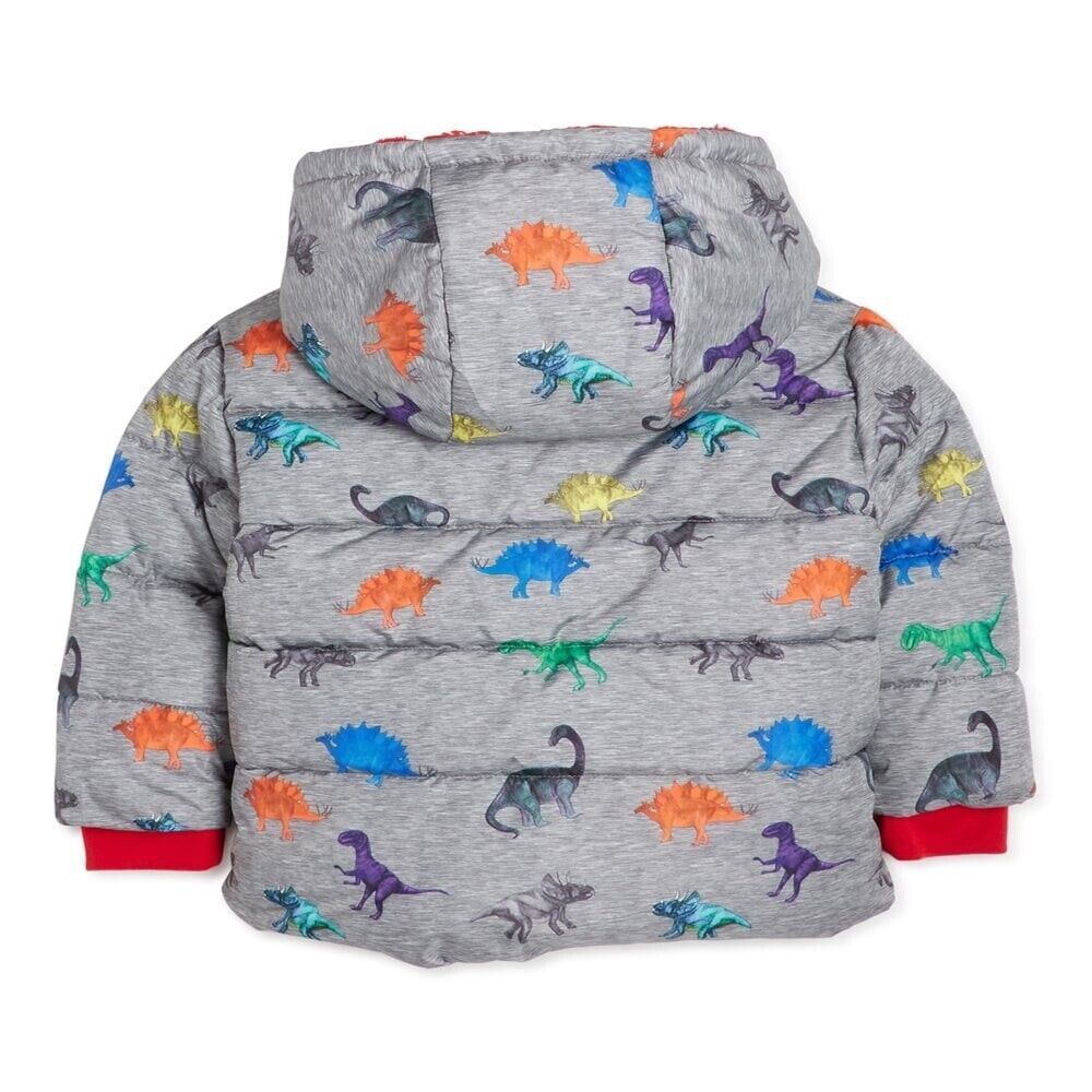 Swiss Tech Gray Dinosauer Fleece Lined Boys Puffer Winter Jacket Toddler Sz 12M‎ - Picture 4 of 10